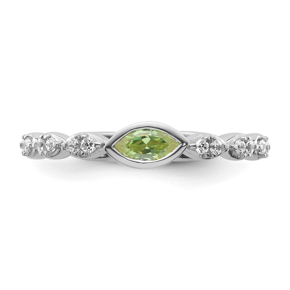 14k White Gold Stackable Expressions Peridot and Diamond Ring