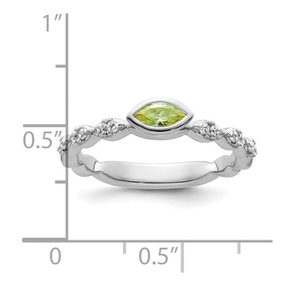 14k White Gold Stackable Expressions Peridot and Diamond Ring