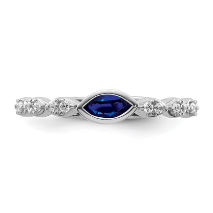 14k White Gold Stackable Expressions Cr.Sapphire and Diamond Ring