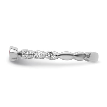 14k White Gold Stackable Expressions Pink Tourmaline and Dia. Ring