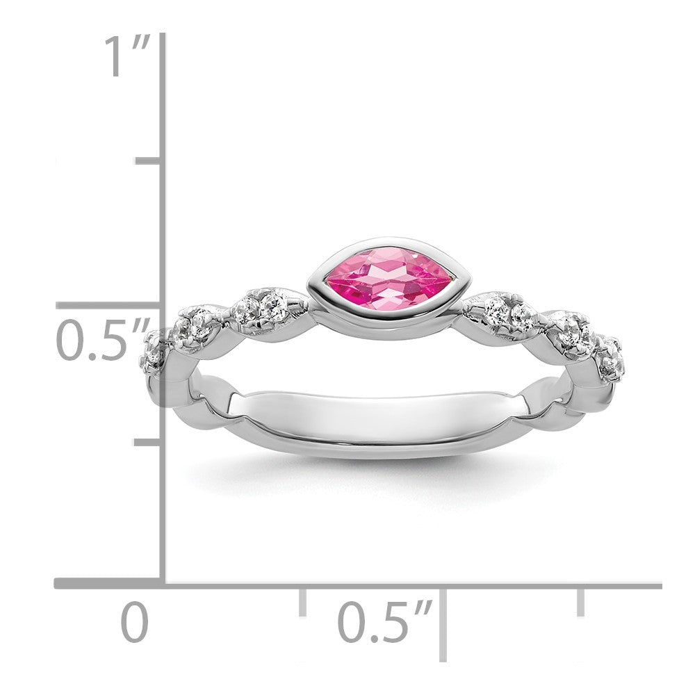 14k White Gold Stackable Expressions Pink Tourmaline and Dia. Ring