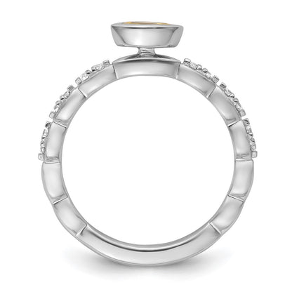 14k White Gold Stackable Expressions Citrine and Diamond Ring