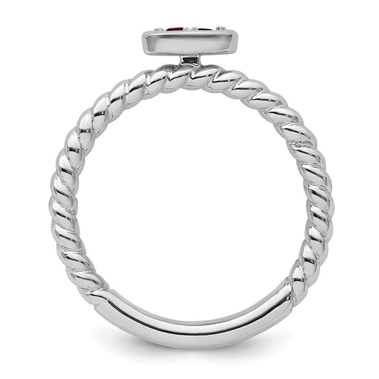 14k White Gold Stackable Expressions Garnet Twisted Ring
