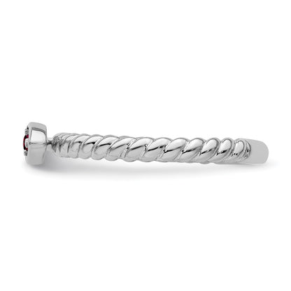 14k White Gold Stackable Expressions Garnet Twisted Ring