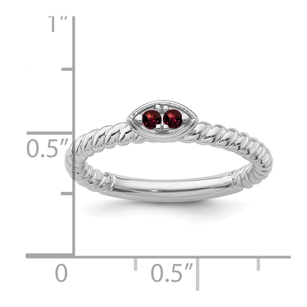 14k White Gold Stackable Expressions Garnet Twisted Ring