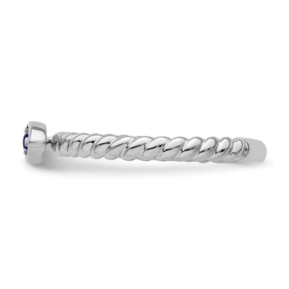 14k White Gold Stackable Expressions Amethyst Twisted Ring