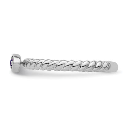 14k White Gold Stackable Expressions Amethyst Twisted Ring