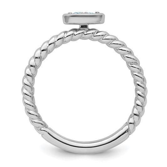 14k White Gold Stackable Expressions Aquamarine Twisted Ring
