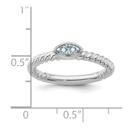 14k White Gold Stackable Expressions Aquamarine Twisted Ring
