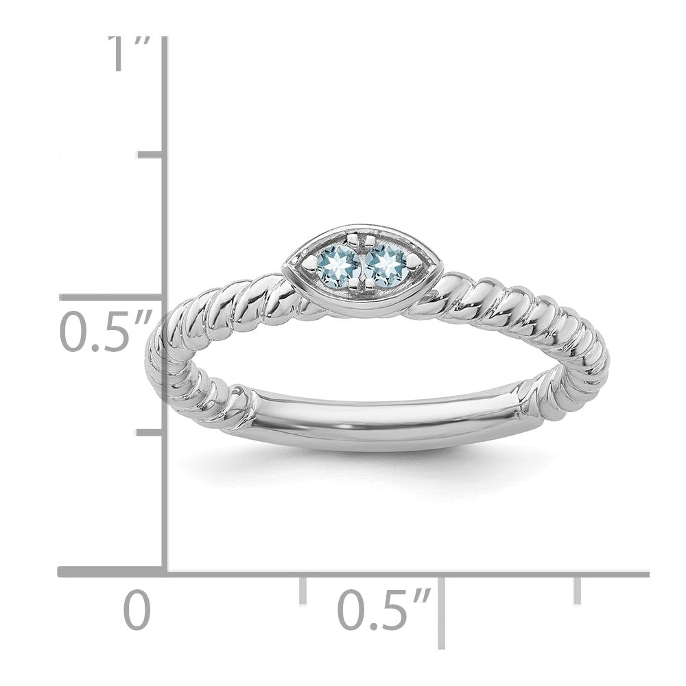 14k White Gold Stackable Expressions Aquamarine Twisted Ring