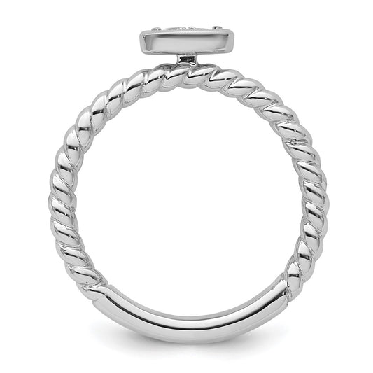 14k White Gold Stackable Expressions White Topaz Twisted Ring