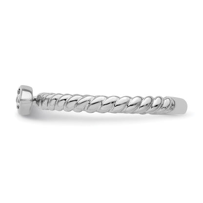 14k White Gold Stackable Expressions White Topaz Twisted Ring