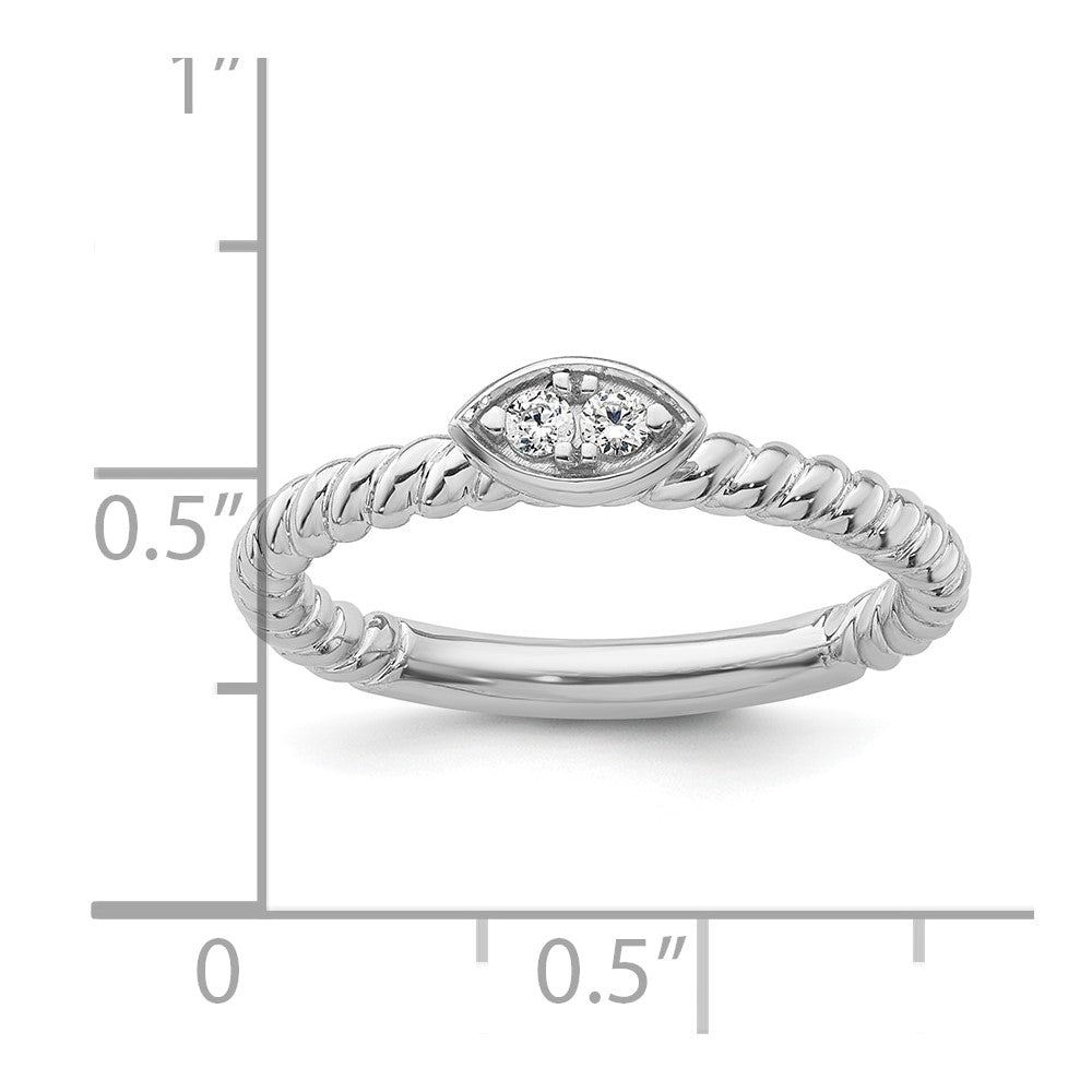 14k White Gold Stackable Expressions White Topaz Twisted Ring