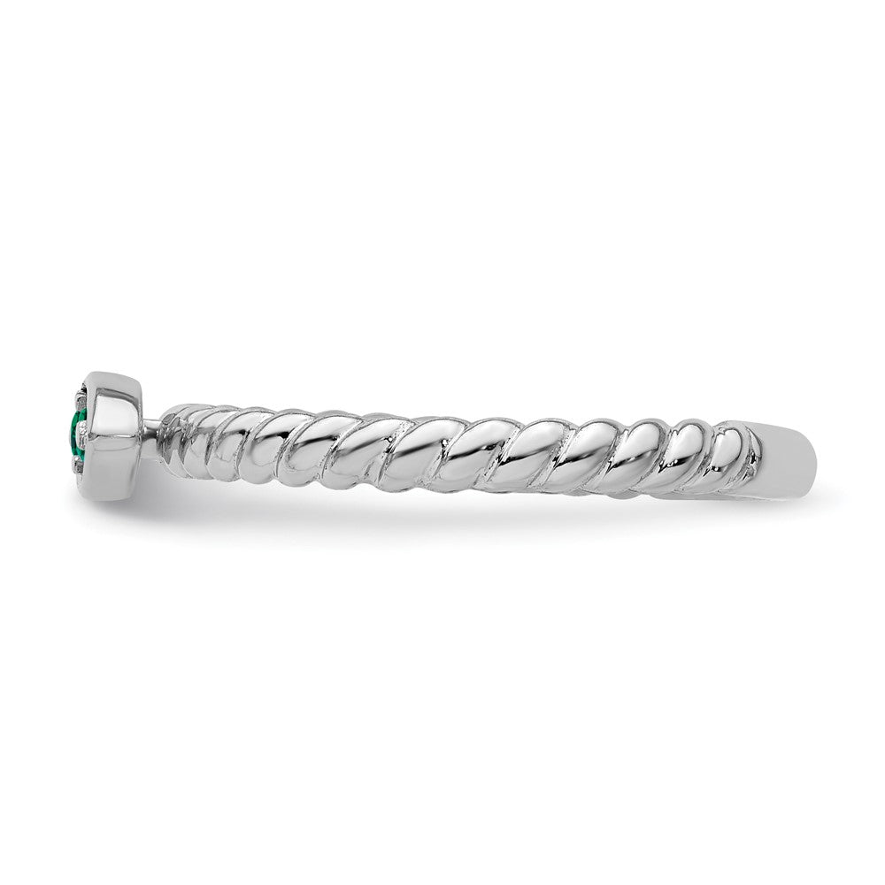 14k White Gold Stackable Expressions Created Emerald Twisted Ring