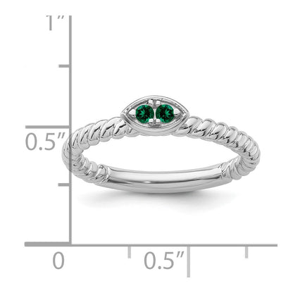 14k White Gold Stackable Expressions Created Emerald Twisted Ring