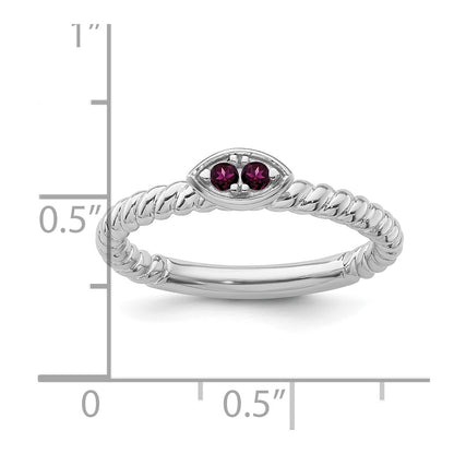 14k White Gold Stackable Expressions Rhodolite Garnet Twisted Ring