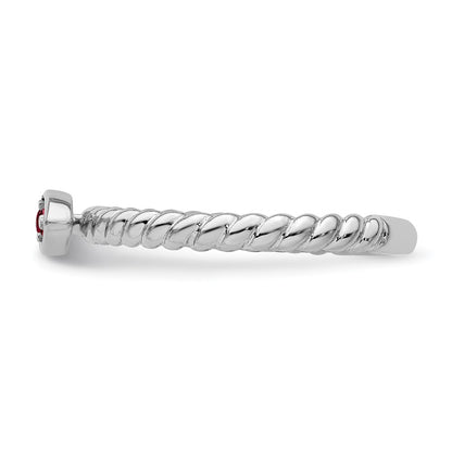 14k White Gold Stackable Expressions Created Ruby Twisted Ring