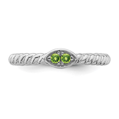 14k White Gold Stackable Expressions Peridot Twisted Ring