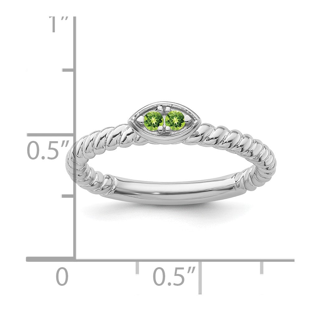 14k White Gold Stackable Expressions Peridot Twisted Ring