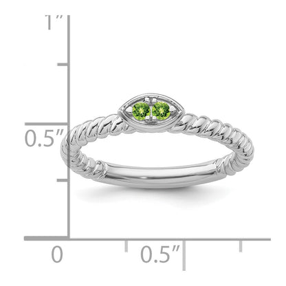 14k White Gold Stackable Expressions Peridot Twisted Ring