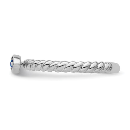14k White Gold Stackable Expressions Created Sapphire Twisted Ring