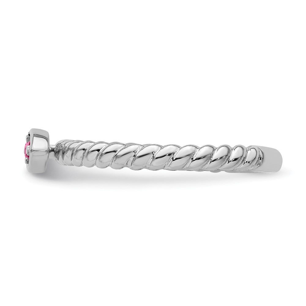 14k White Gold Stackable Expressions Pink Tourmaline Twisted Ring