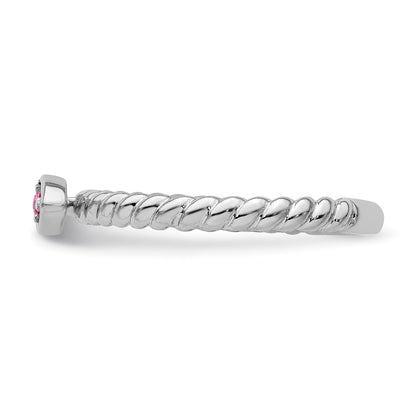 14k White Gold Stackable Expressions Pink Tourmaline Twisted Ring