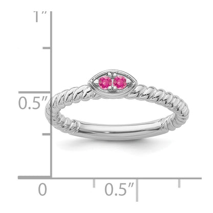 14k White Gold Stackable Expressions Pink Tourmaline Twisted Ring
