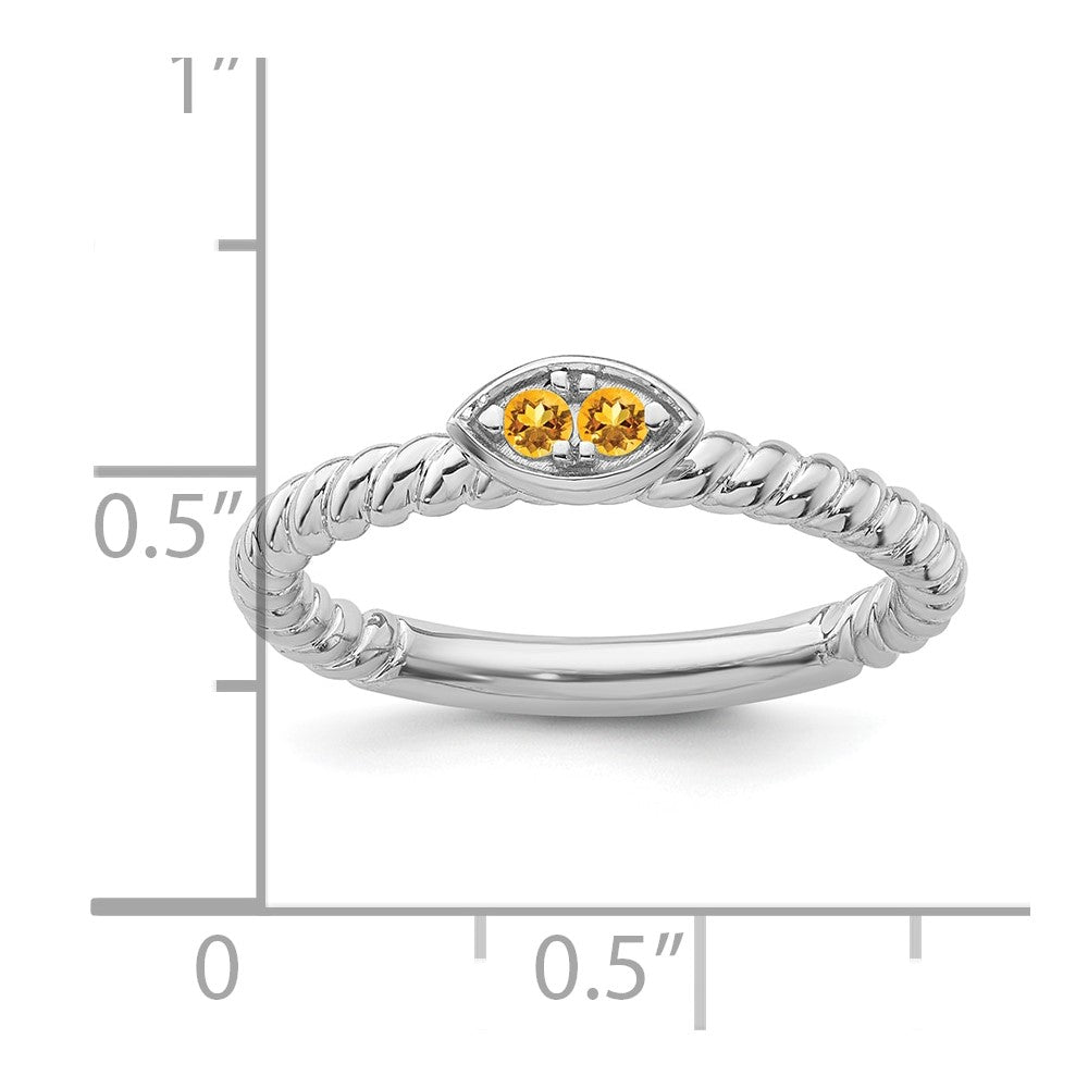 14k White Gold Stackable Expressions Citrine Twisted Ring