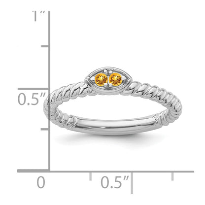 14k White Gold Stackable Expressions Citrine Twisted Ring