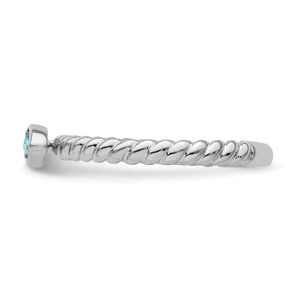 14k White Gold Stackable Expressions Blue Topaz Twisted Ring