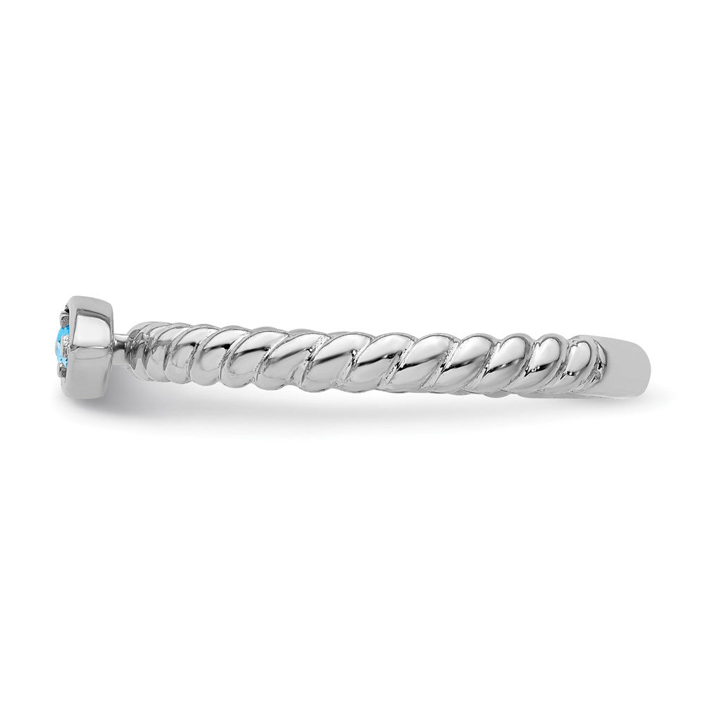 14k White Gold Stackable Expressions Blue Topaz Twisted Ring