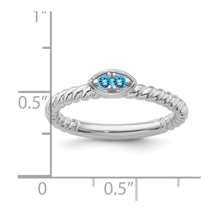 14k White Gold Stackable Expressions Blue Topaz Twisted Ring