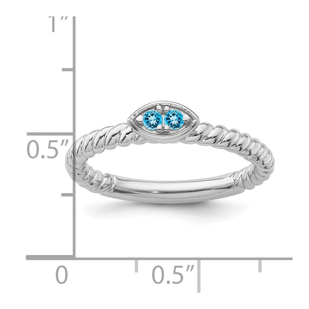 14k White Gold Stackable Expressions Blue Topaz Twisted Ring