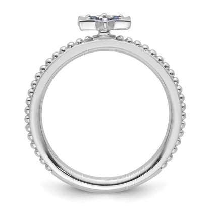 14k White Gold Stackable Expressions Created Sapphire Star Ring