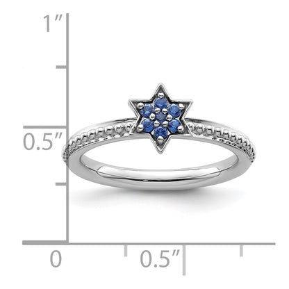 14k White Gold Stackable Expressions Created Sapphire Star Ring