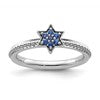 14k White Gold Stackable Expressions Created Sapphire Star Ring