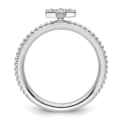14k White Gold Stackable Expressions Diamond Star Ring