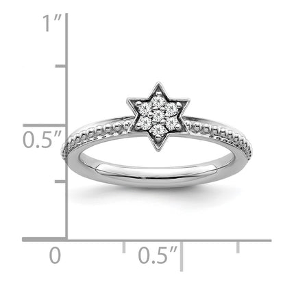 14k White Gold Stackable Expressions Diamond Star Ring