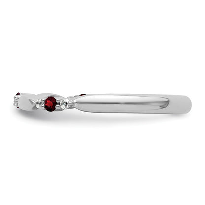 14k White Gold Stackable Expressions Garnet and Diamond Ring