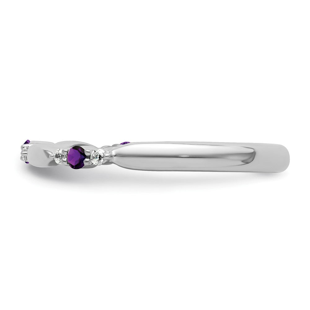 14k White Gold Stackable Expressions Amethyst and Diamond Ring