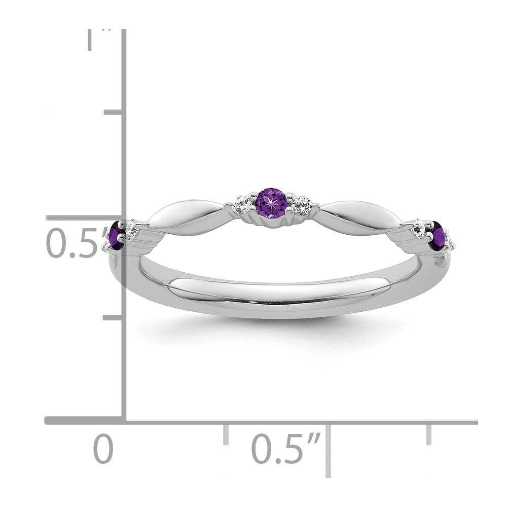 14k White Gold Stackable Expressions Amethyst and Diamond Ring