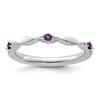 14k White Gold Stackable Expressions Amethyst and Diamond Ring