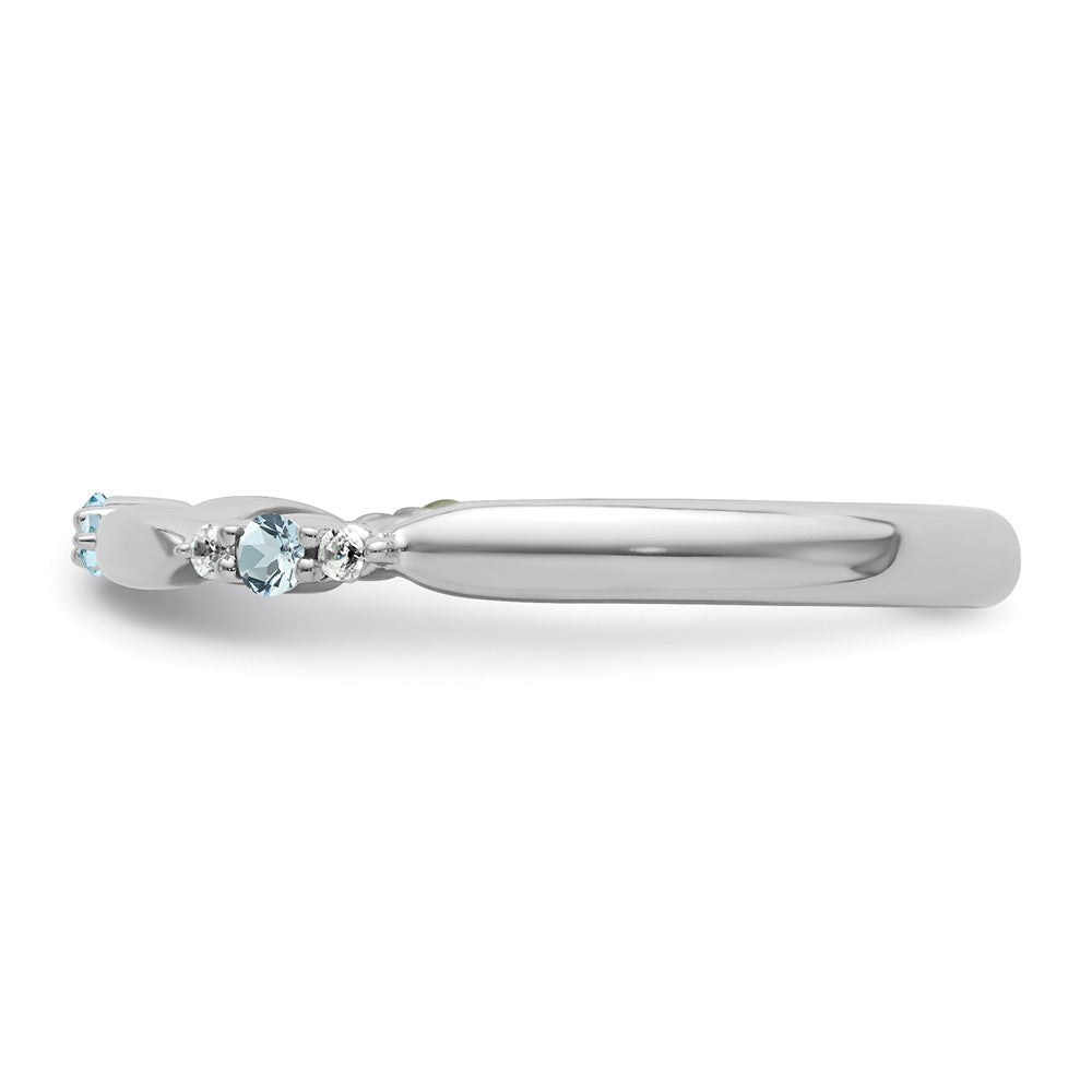 14k White Gold Stackable Expressions Aquamarine and Diamond Ring