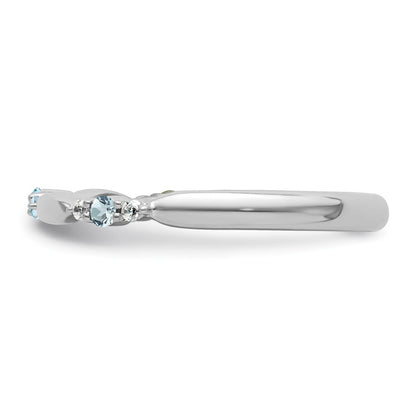 14k White Gold Stackable Expressions Aquamarine and Diamond Ring