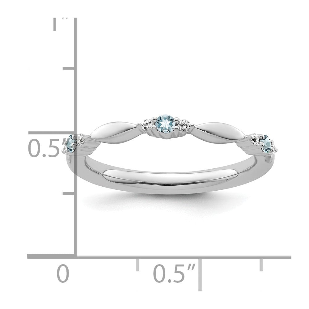 14k White Gold Stackable Expressions Aquamarine and Diamond Ring