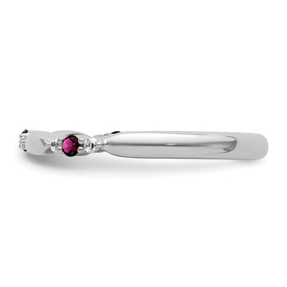 14k White Gold Stackable Expressions Rhodolite Garnet and Dia. Ring