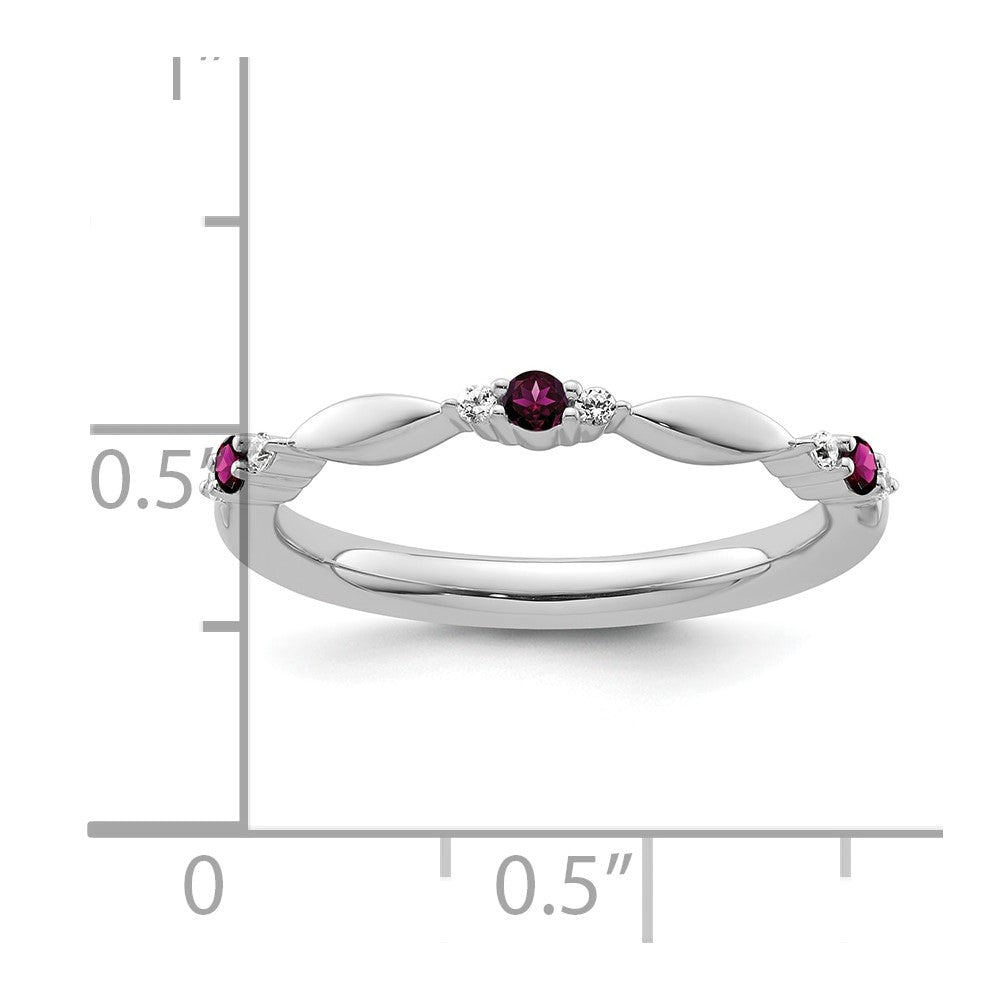 14k White Gold Stackable Expressions Rhodolite Garnet and Dia. Ring