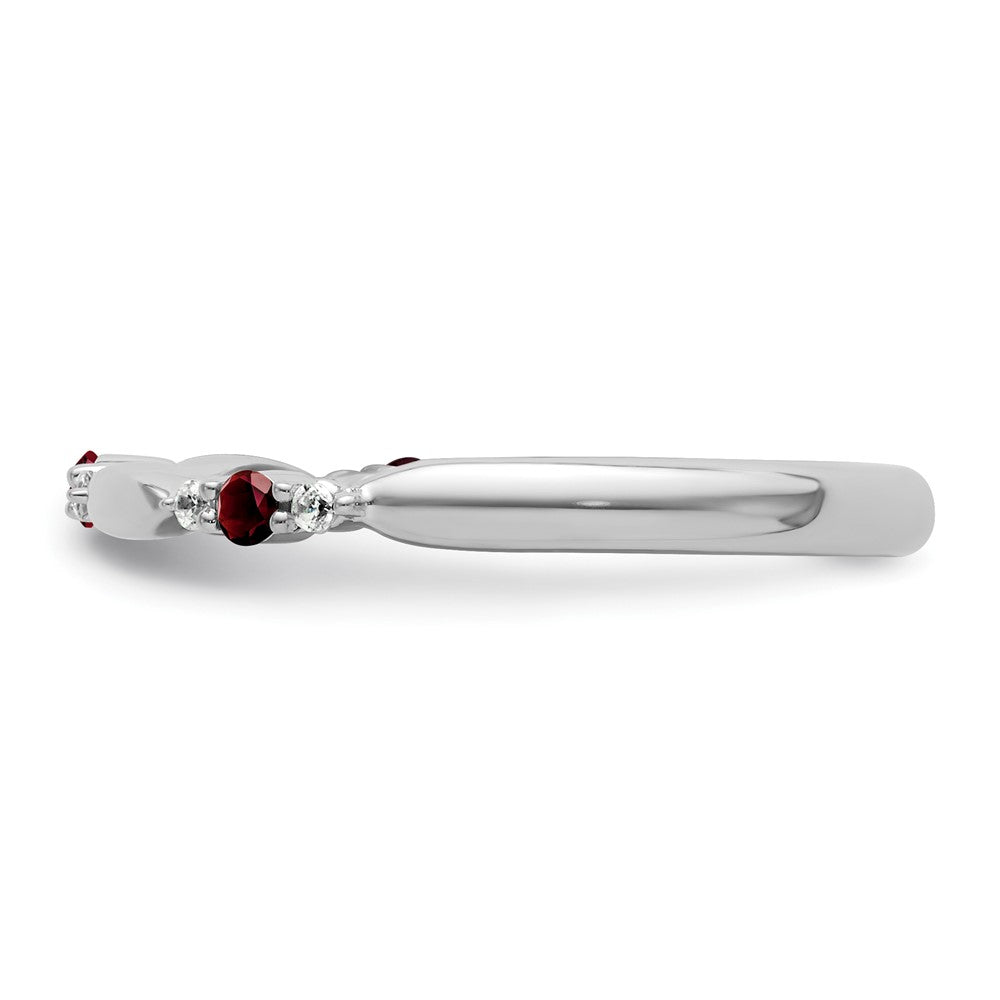 14k White Gold Stackable Expressions Created Ruby and Dia. Ring