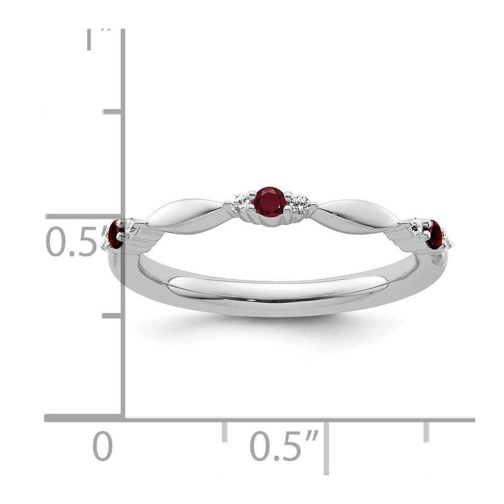 14k White Gold Stackable Expressions Created Ruby and Dia. Ring